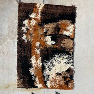 70's CONSEPTS INTERNATIONAL Abstract UNUSED Mid Century Modern Danish Rya Rug